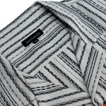 Mechmoto SS Knitted Stripe Shirt White - white/black stripe
